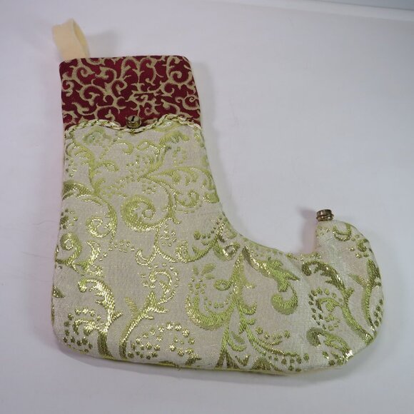 Brocade and Tapestry Stocking burgundy & gold one sided Christmas Victorian - Picture 1 of 7
